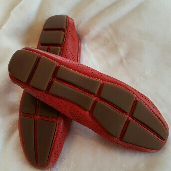 Red Prada leather driving shoes (floats) Authentic - Picture 2 of 4